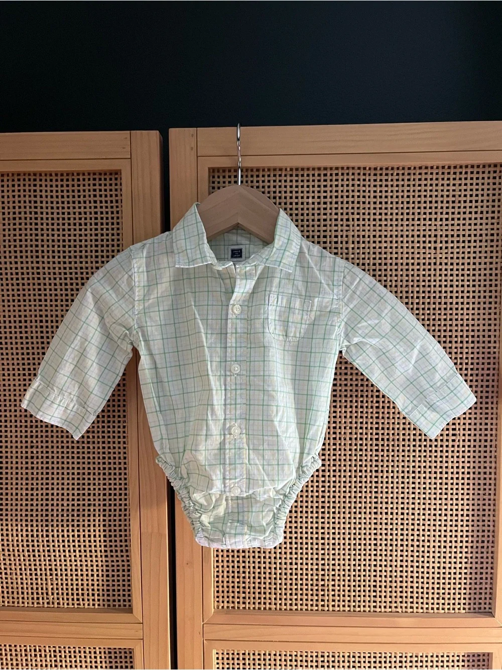 Janie and Jack Green Plaid Button-Front Bodysuit 3-6M